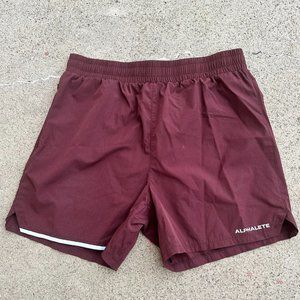Alphalete Stride Shorts Men Woven 4-Way Stretch 5" Inseam Burgundy Large